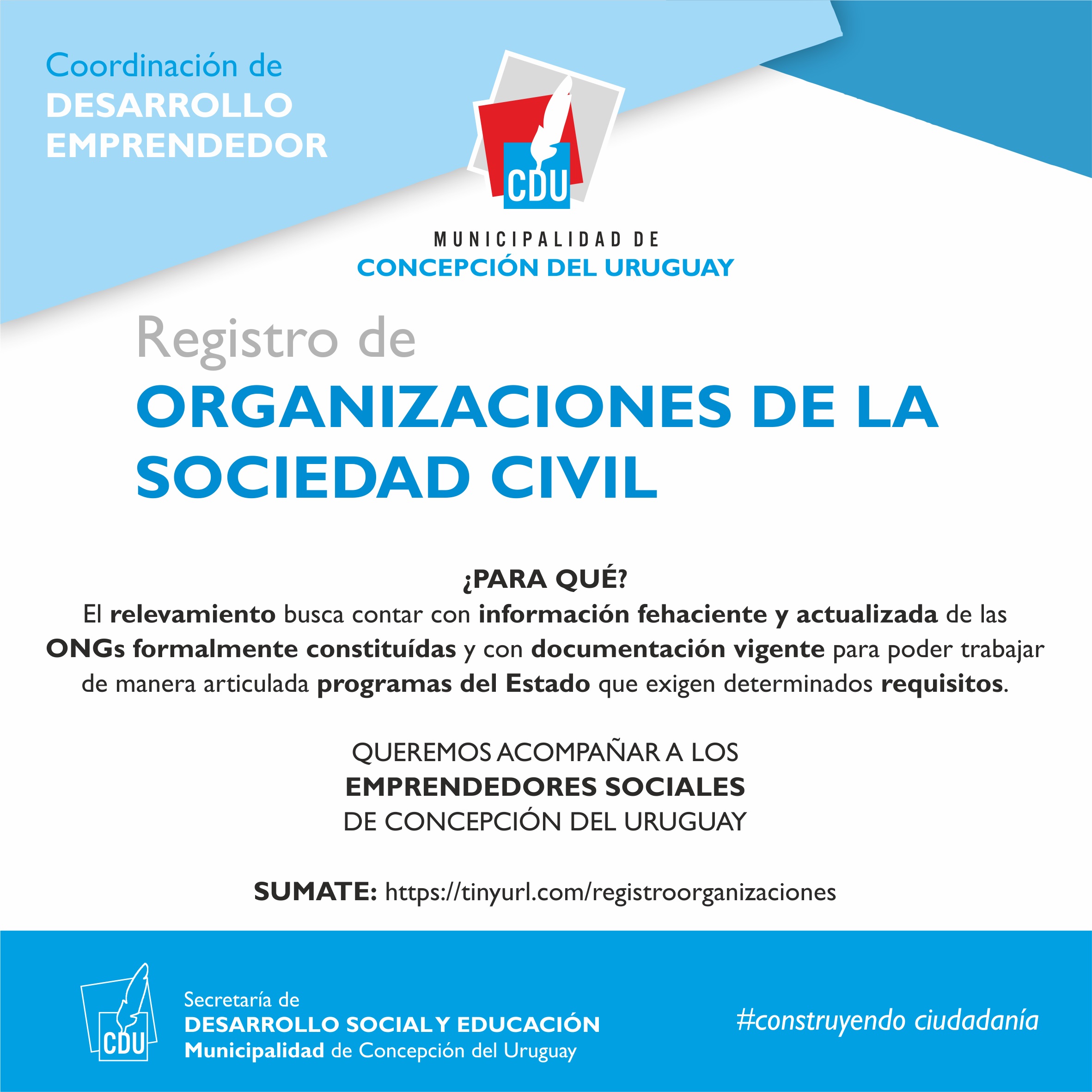 Inscriben a Organizaciones No Gubernamentales locales