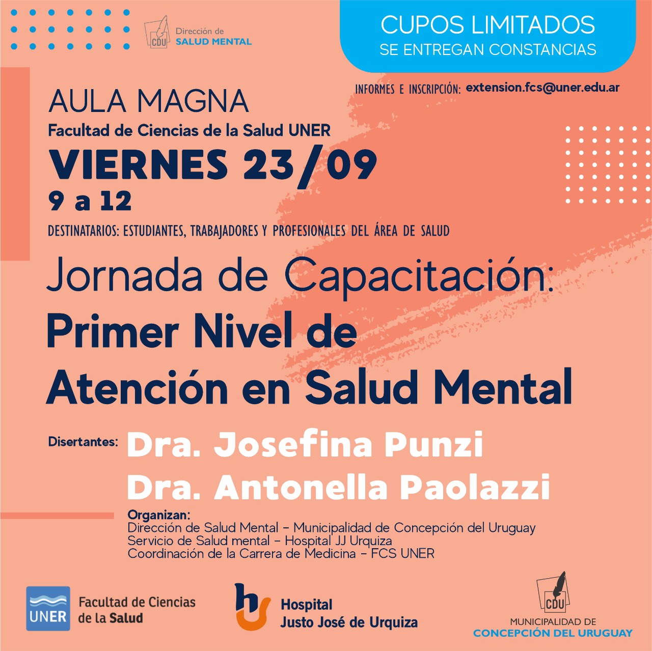 El 23 de septiembre capacitarán sobre la atención primaria en Salud Mental