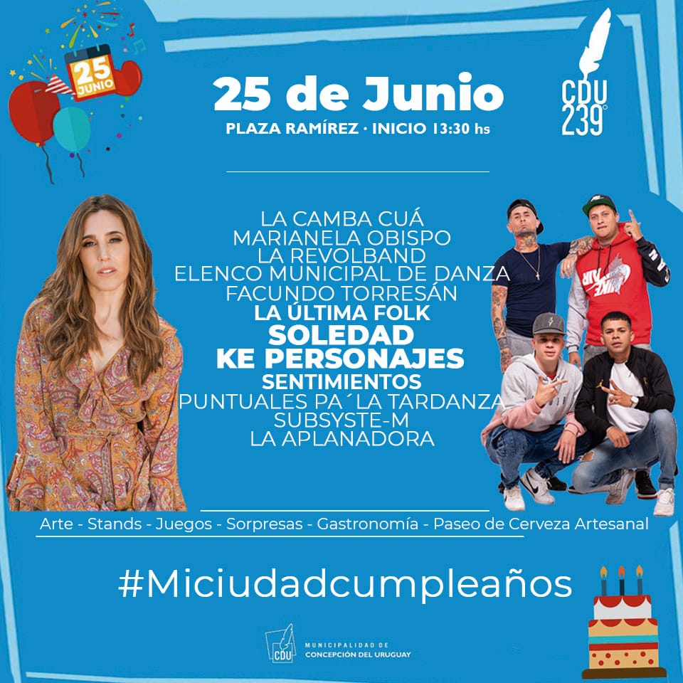 Soledad y Ke Personajes, presentes en los festejos por el aniversario de Concepción del Uruguay