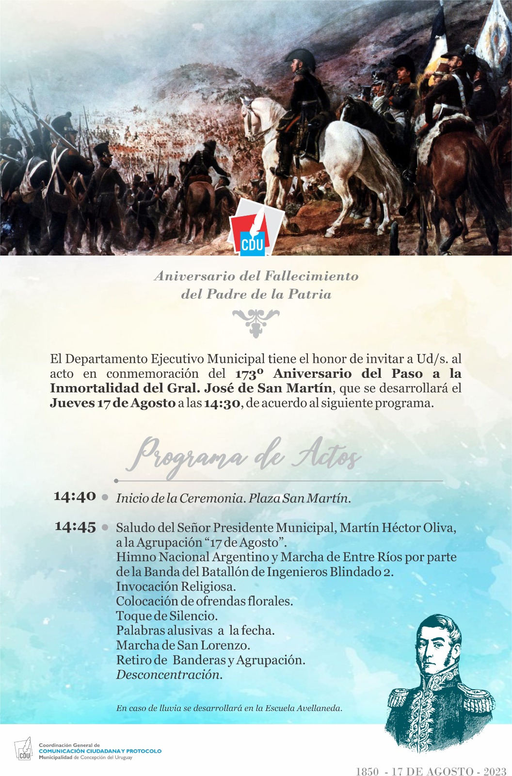 Homenajearán a San Martín a 173 años de su paso a la inmortalidad