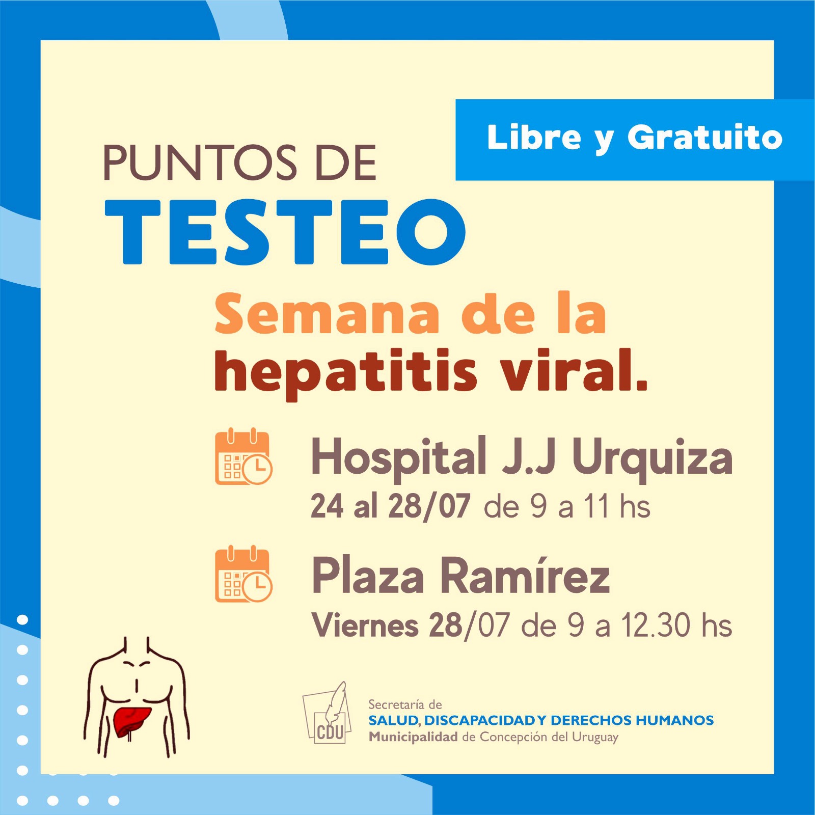 Semana de las hepatitis virales: Concepción del Uruguay será un punto de testeo