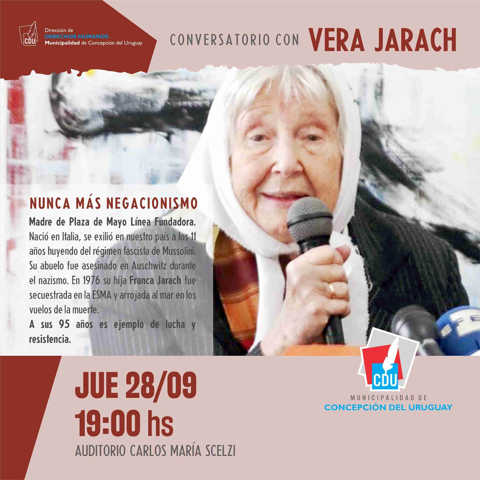 Vera Jarach llegará a Concepción del Uruguay