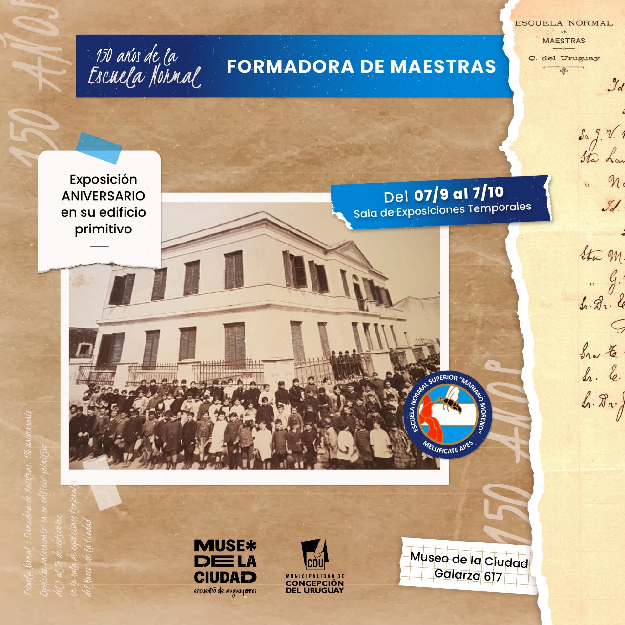 El Museo de la Ciudad homenajeará a la Escuela Normal por sus 150 años